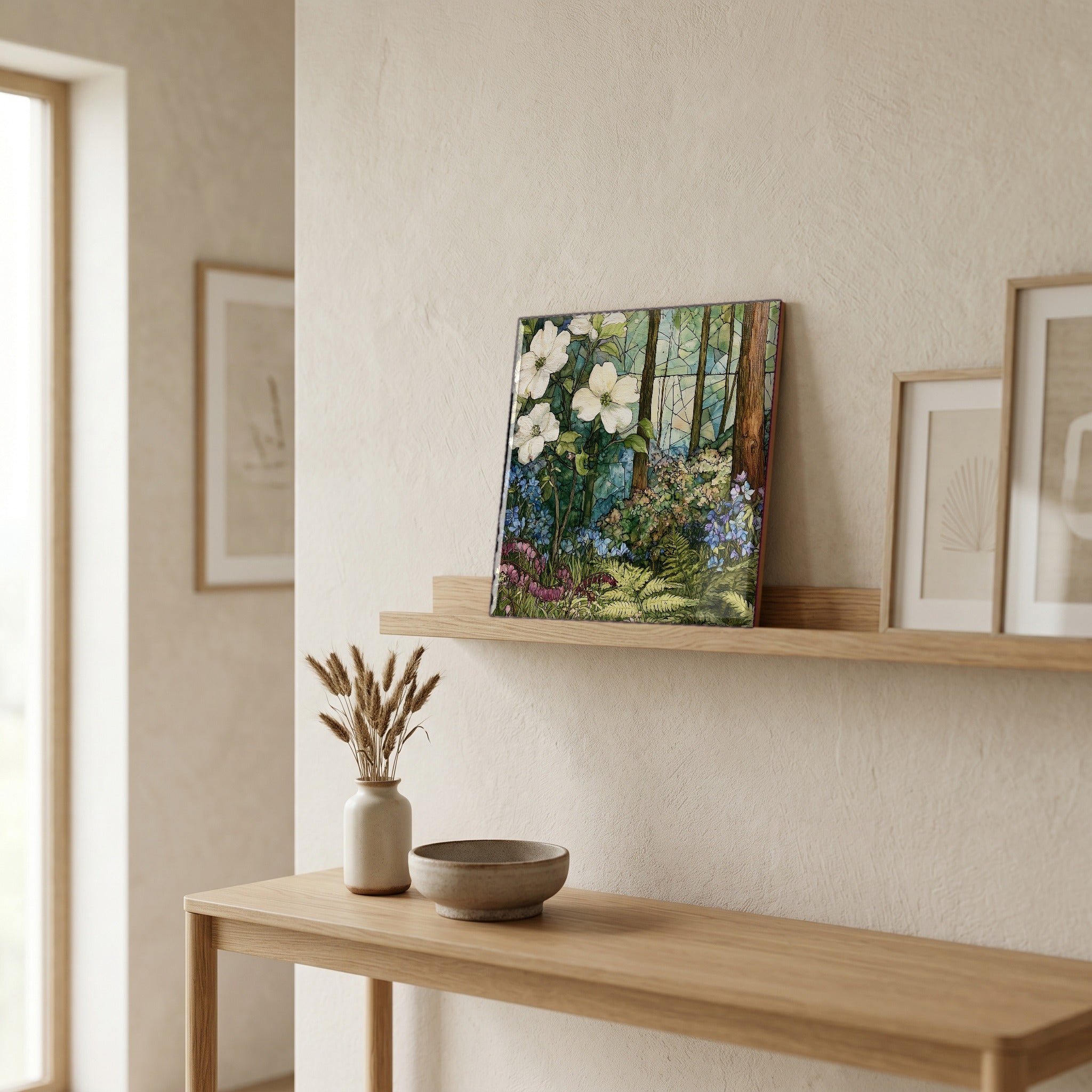 In the entryway, first thing you see.
