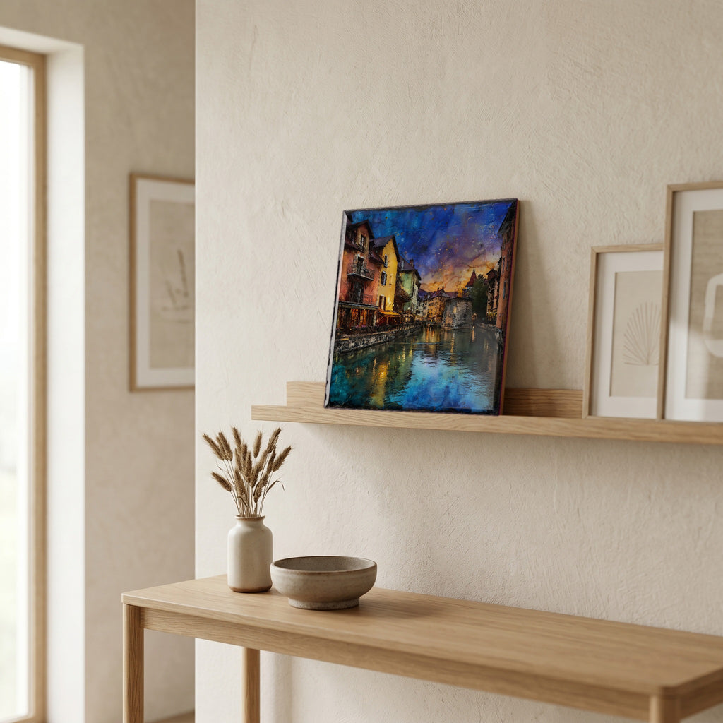 On a picture ledge, where the light comes in.