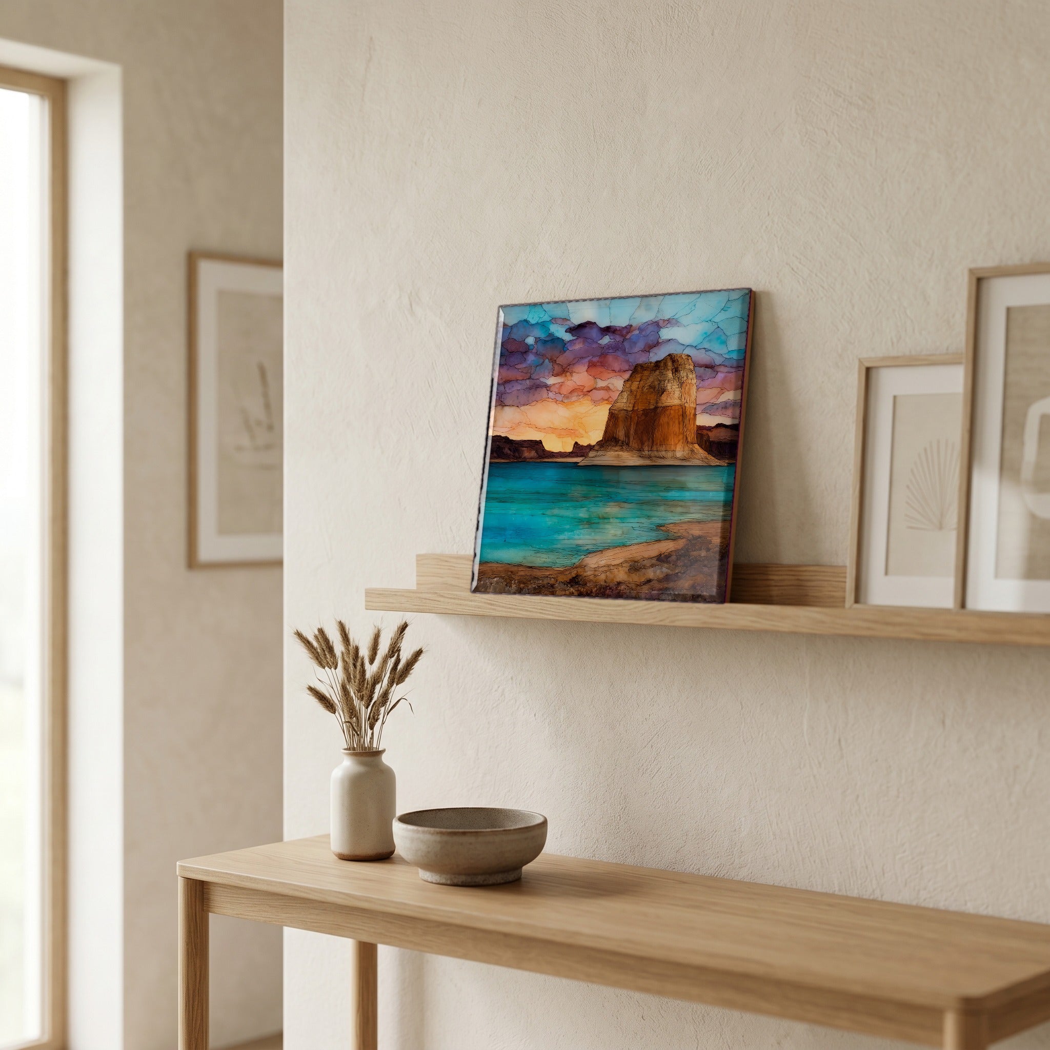 In the entryway, first thing you see.