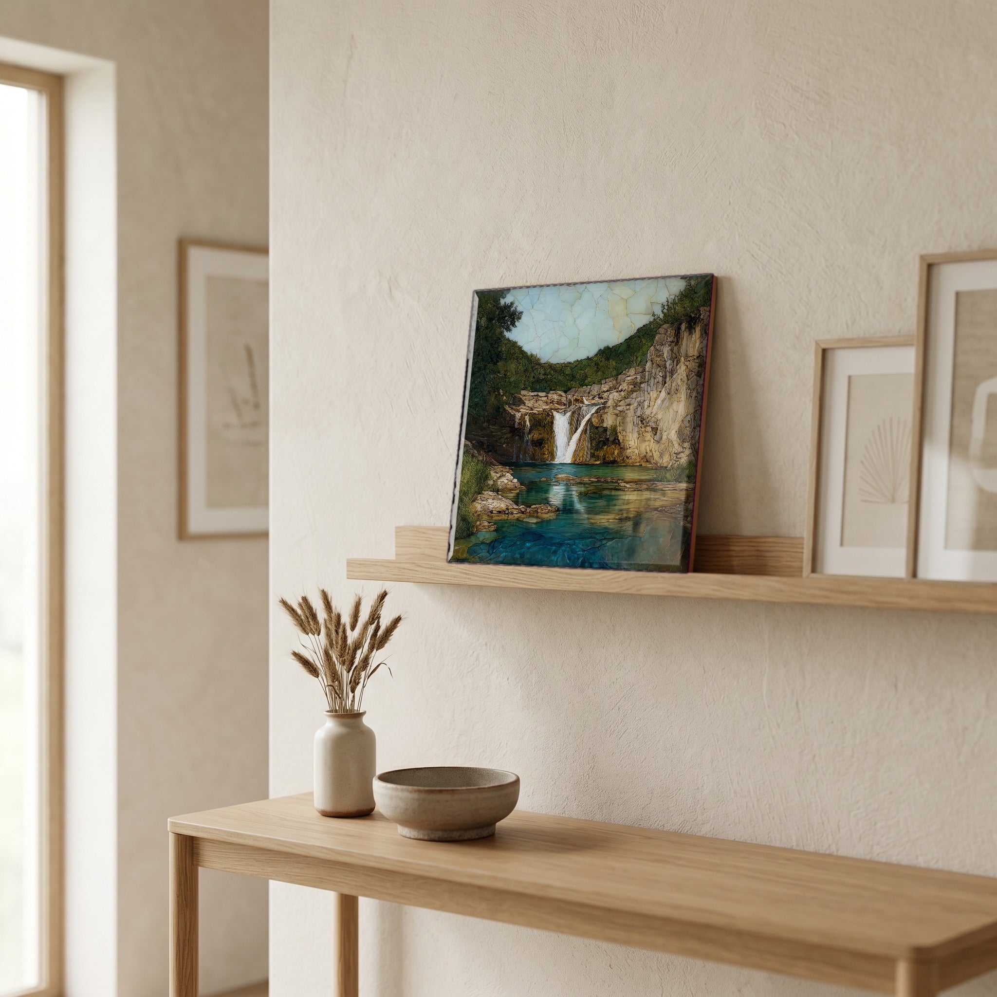 In the entryway, first thing you see.