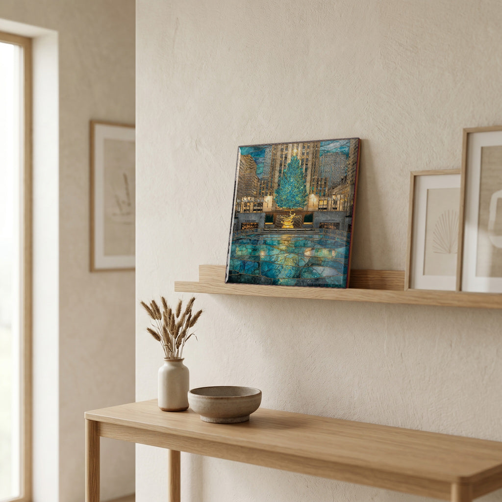 In the entryway, first thing you see.