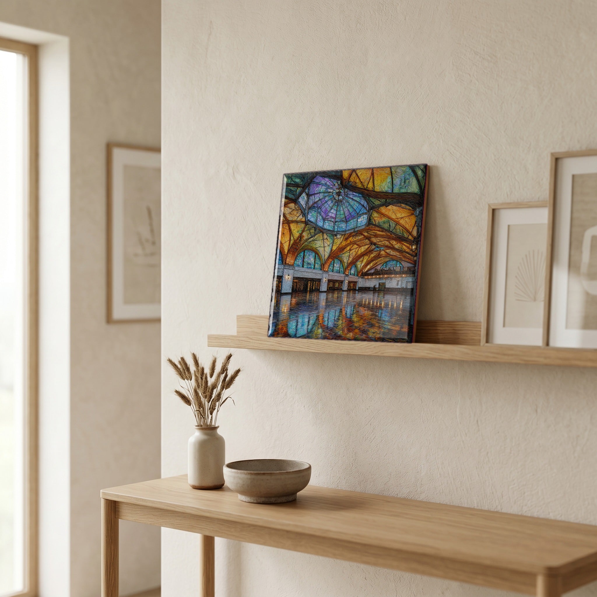 In the entryway, first thing you see.