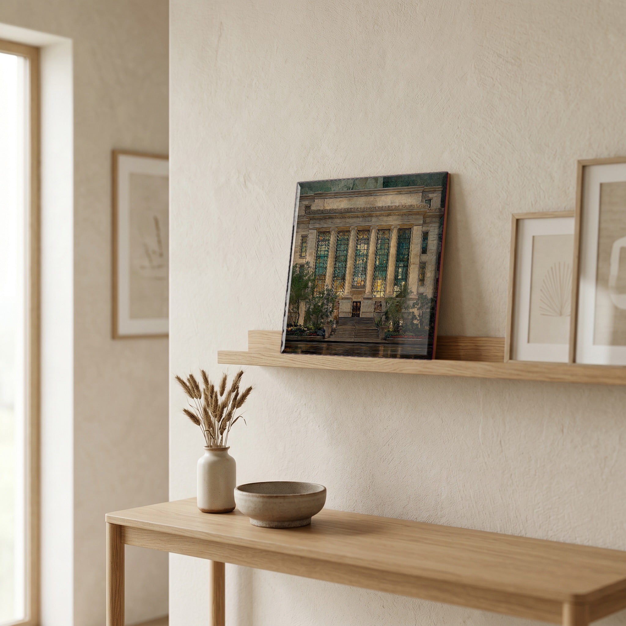 In the entryway, first thing you see.