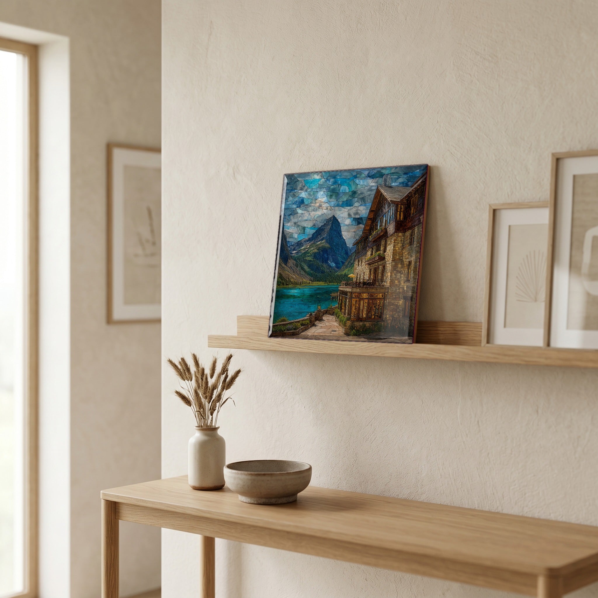 In the entryway, first thing you see.