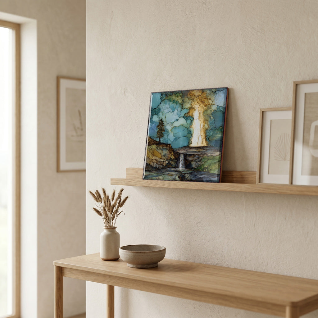 In the entryway, first thing you see.