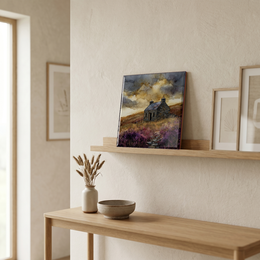 On a picture ledge, where the light comes in.