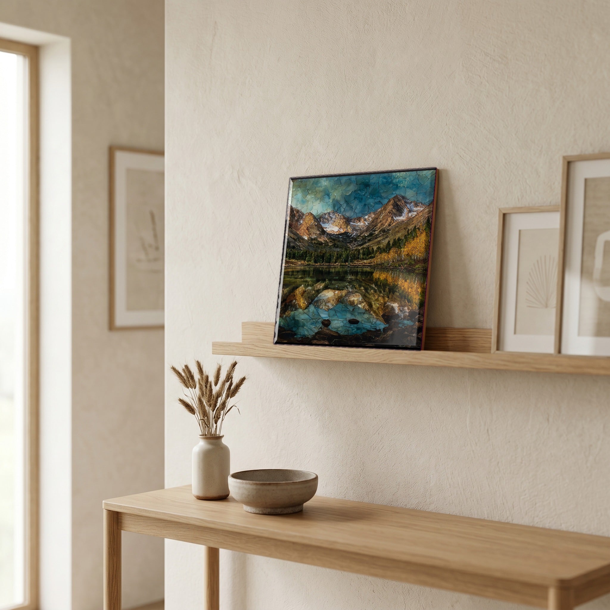 In the entryway, first thing you see.