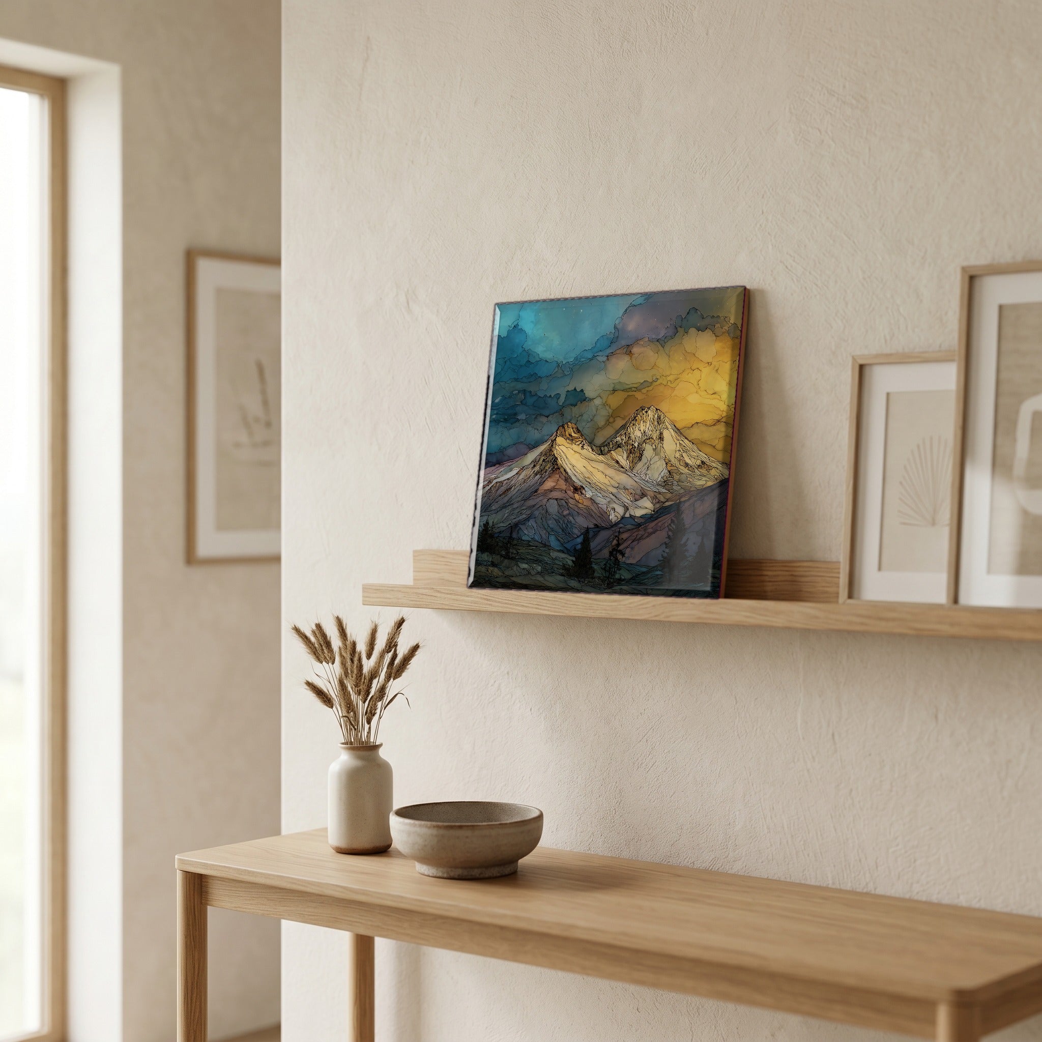 In the entryway, first thing you see.