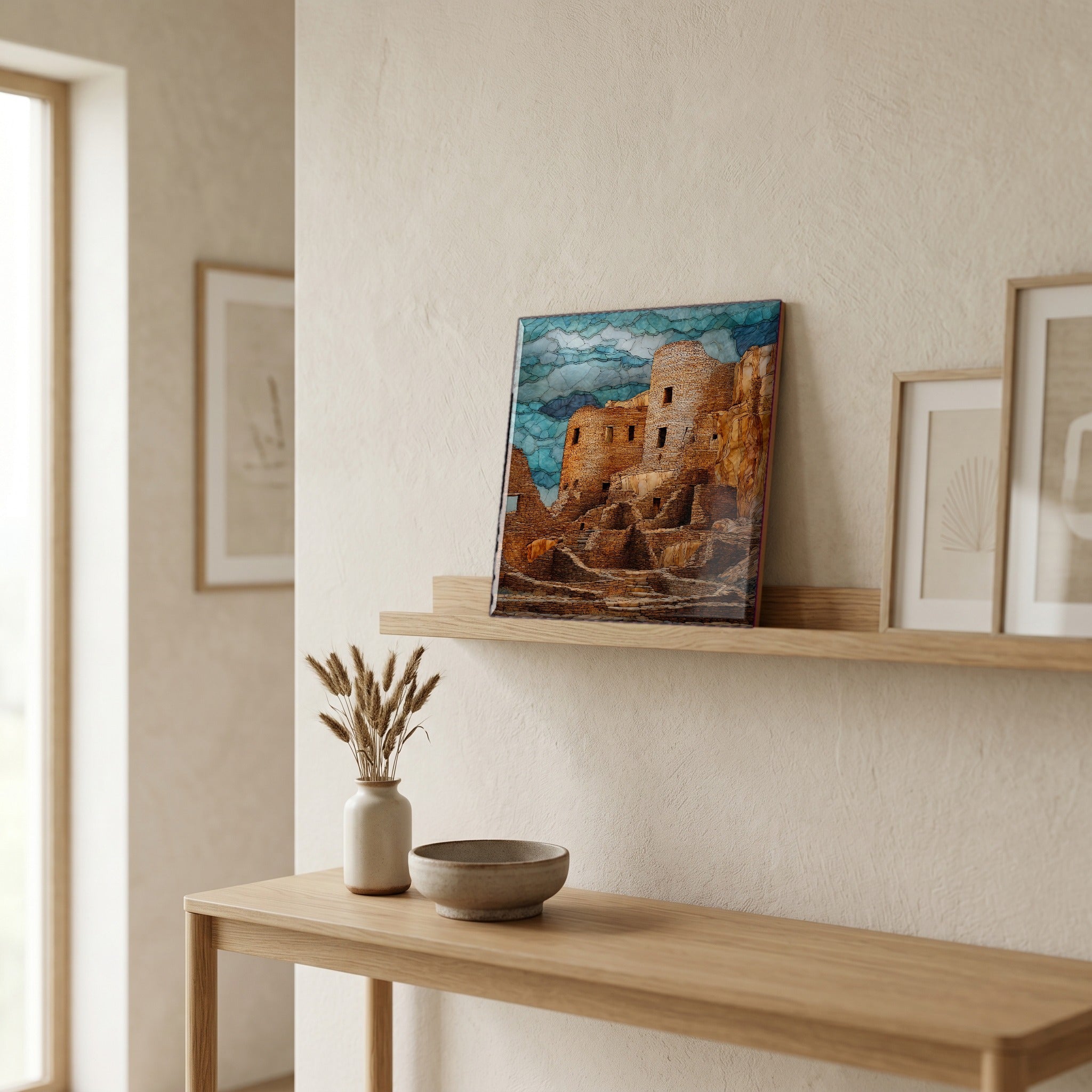In the entryway, first thing you see.