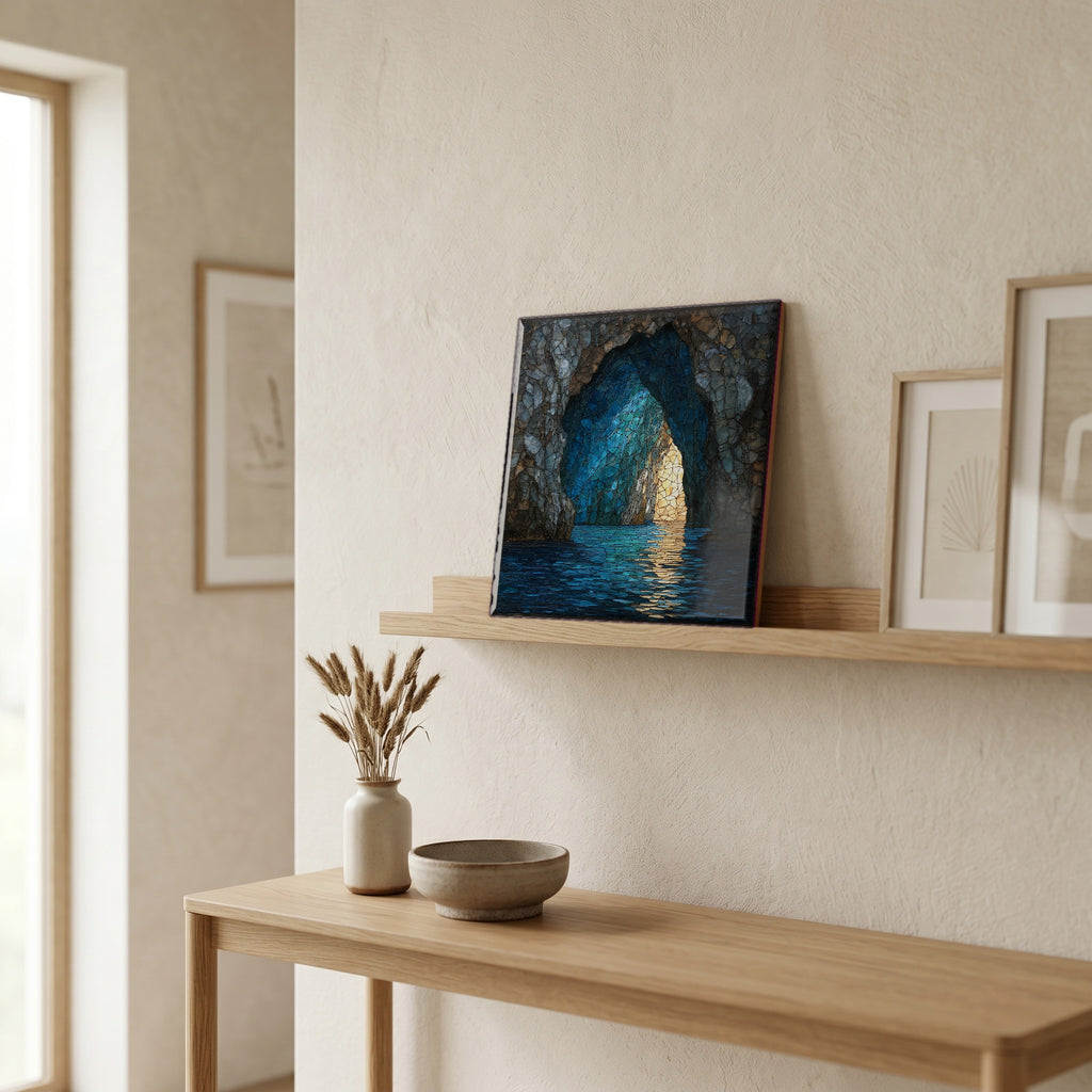 On a picture ledge, where the light comes in.