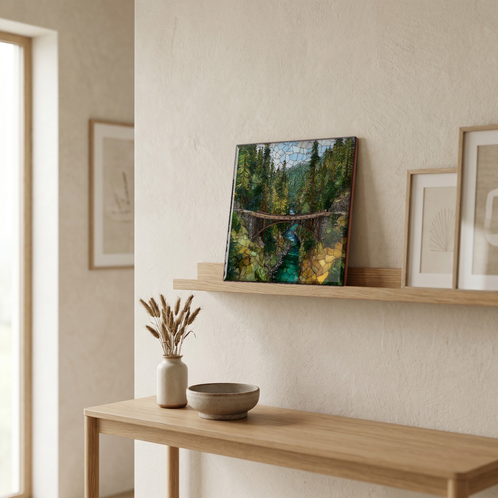 In the entryway, first thing you see.