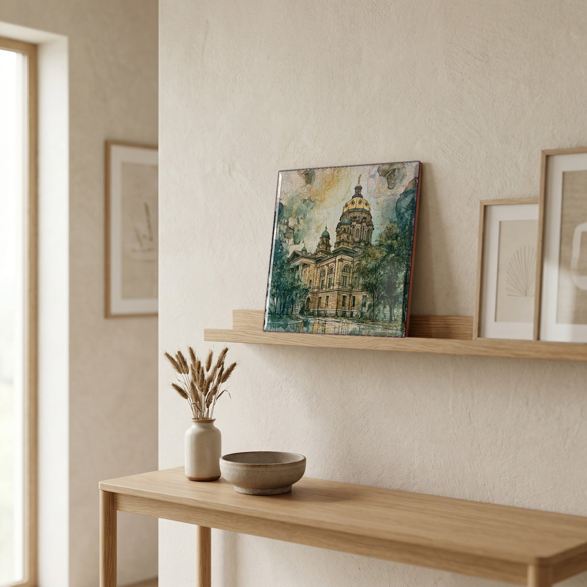 In the entryway, first thing you see.
