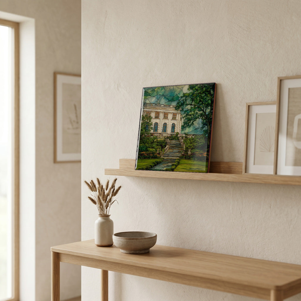 In the entryway, first thing you see.