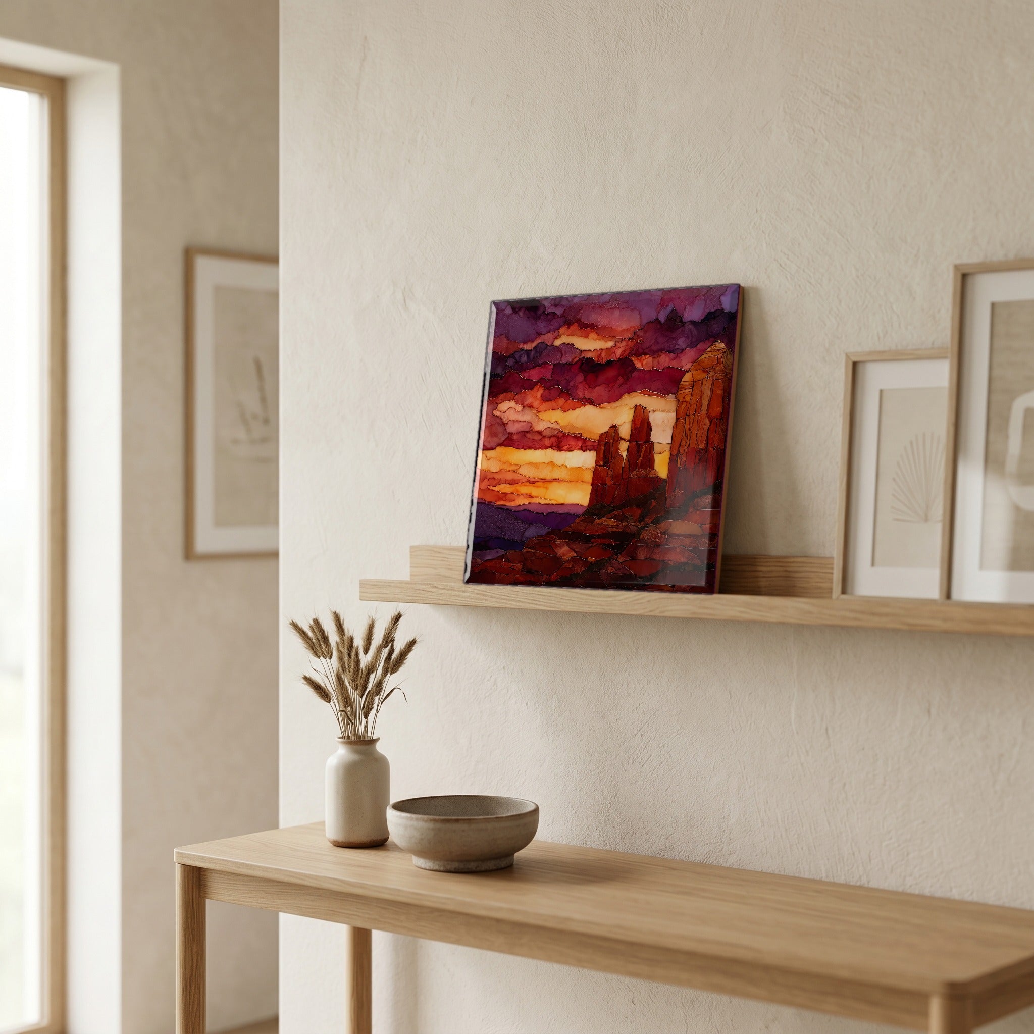 In the entryway, first thing you see.
