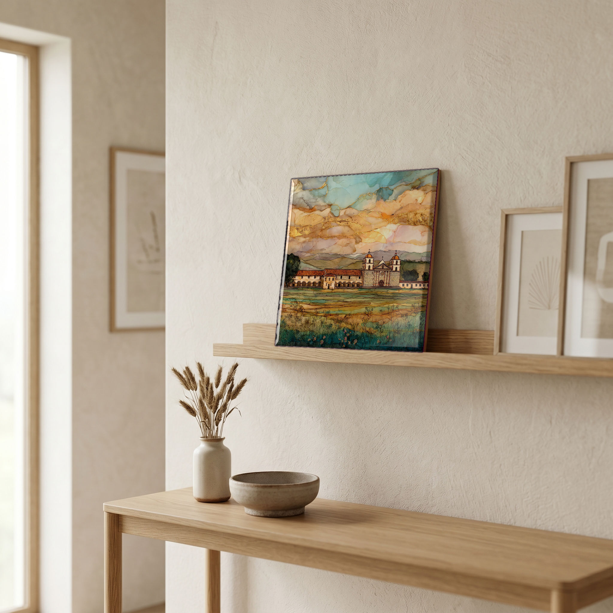 In the entryway, first thing you see.