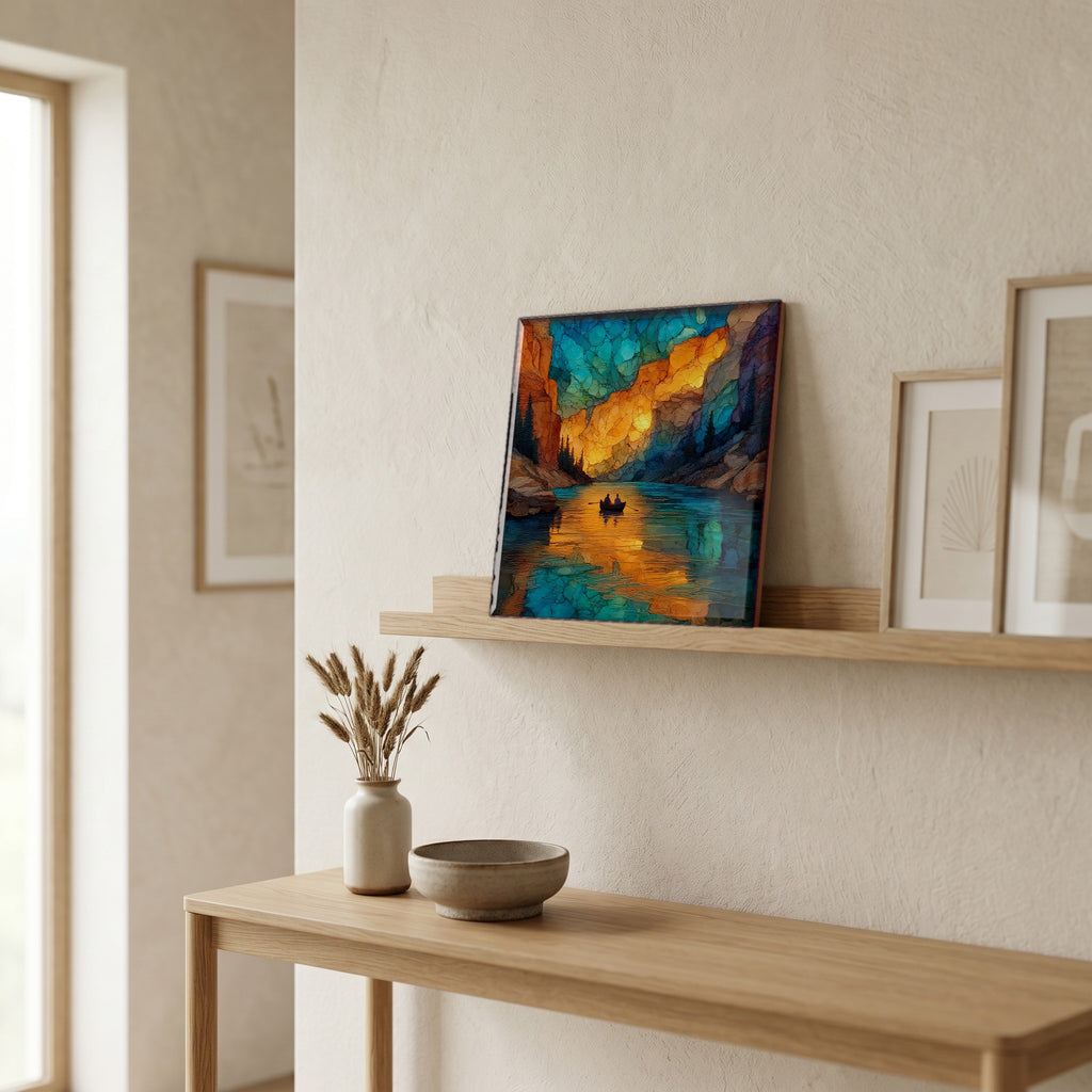 In the entryway, first thing you see.
