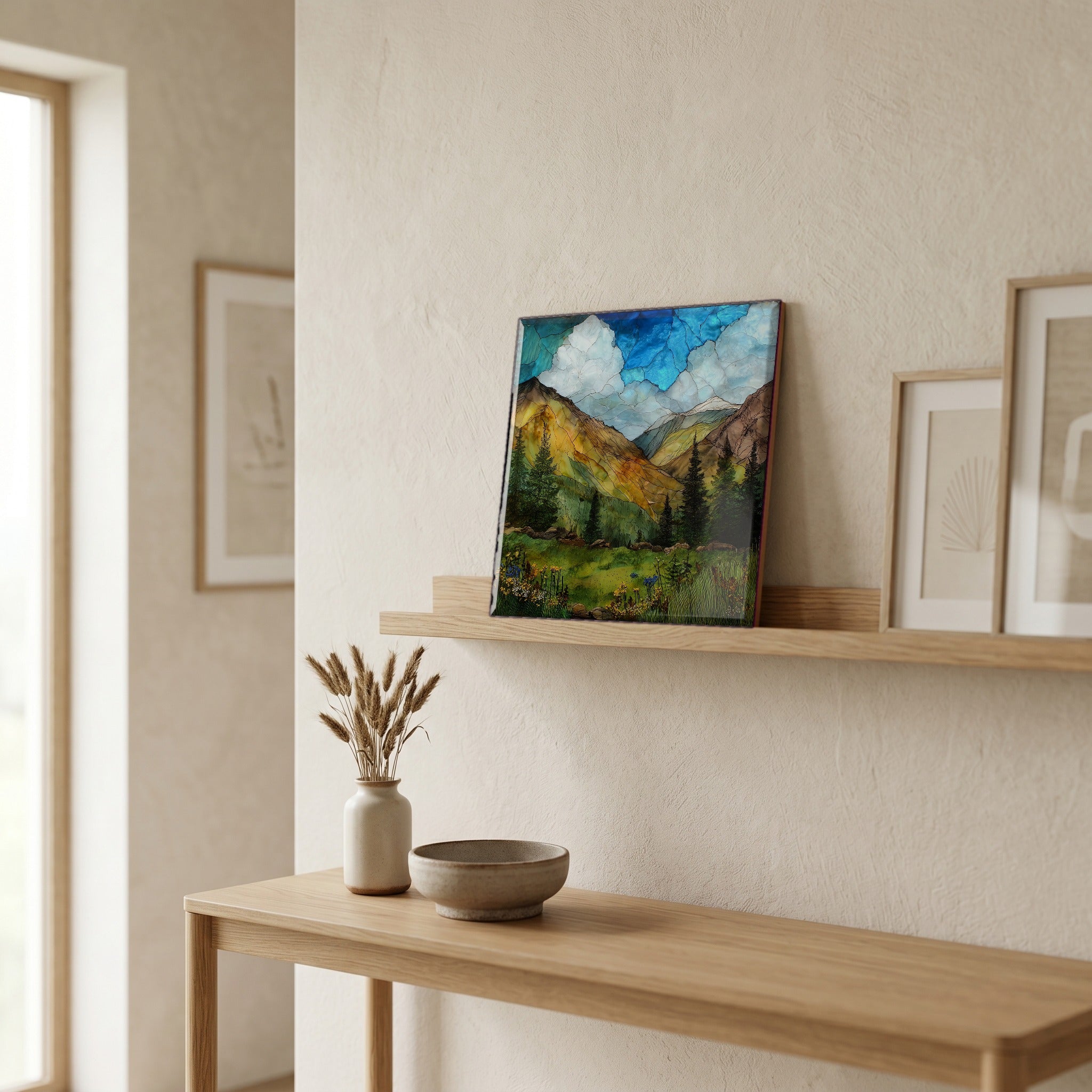 In the entryway, first thing you see.