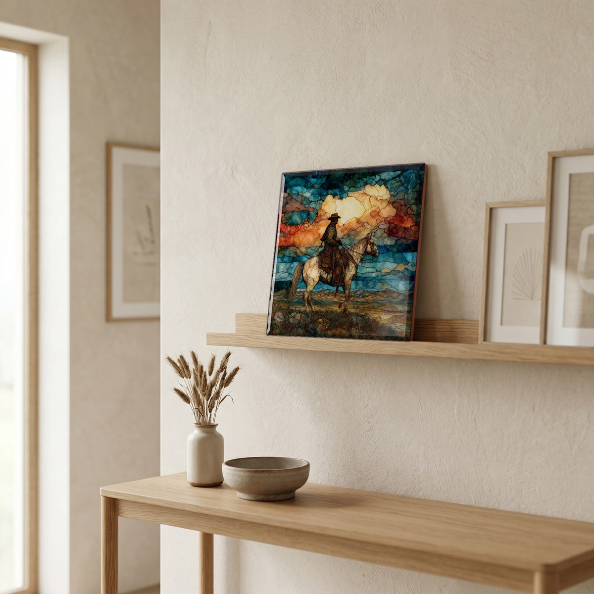 In the entryway, first thing you see.