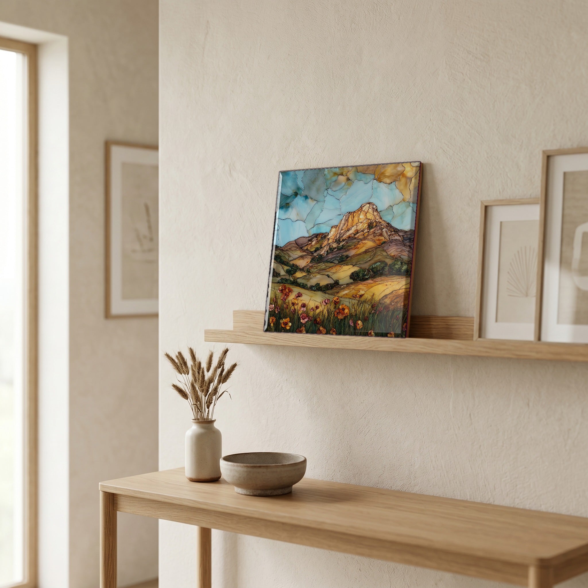In the entryway, first thing you see.