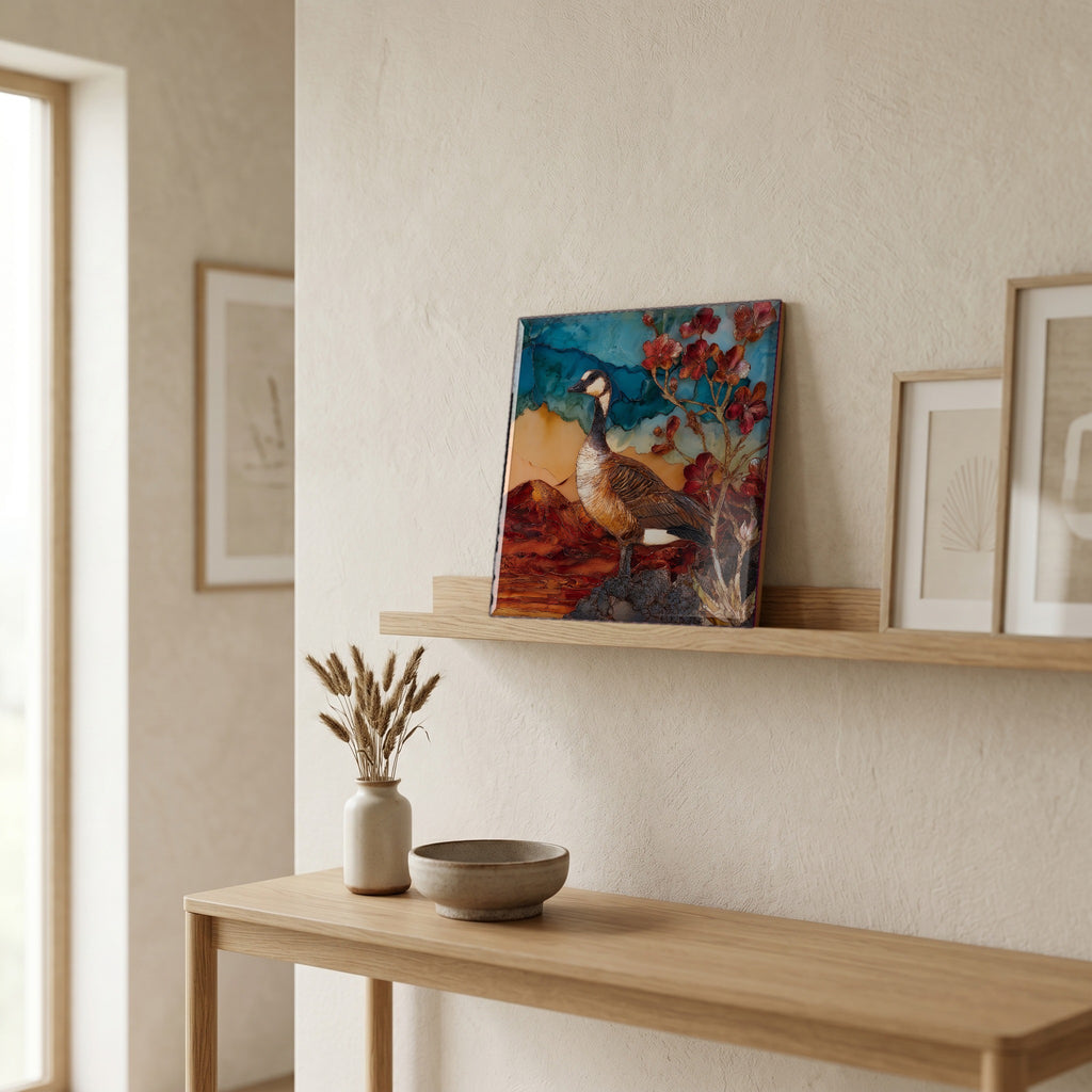 On a picture ledge, where the light comes in.
