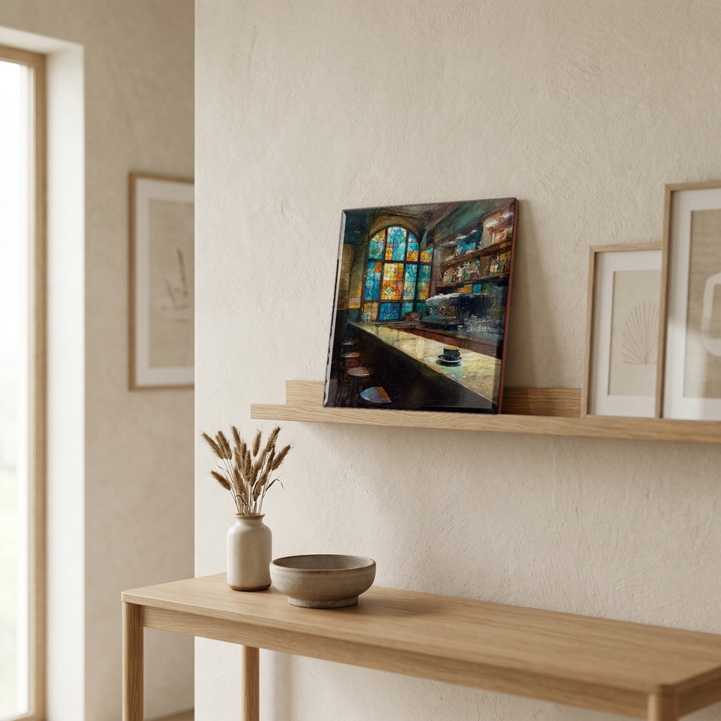 In the entryway, first thing you see.