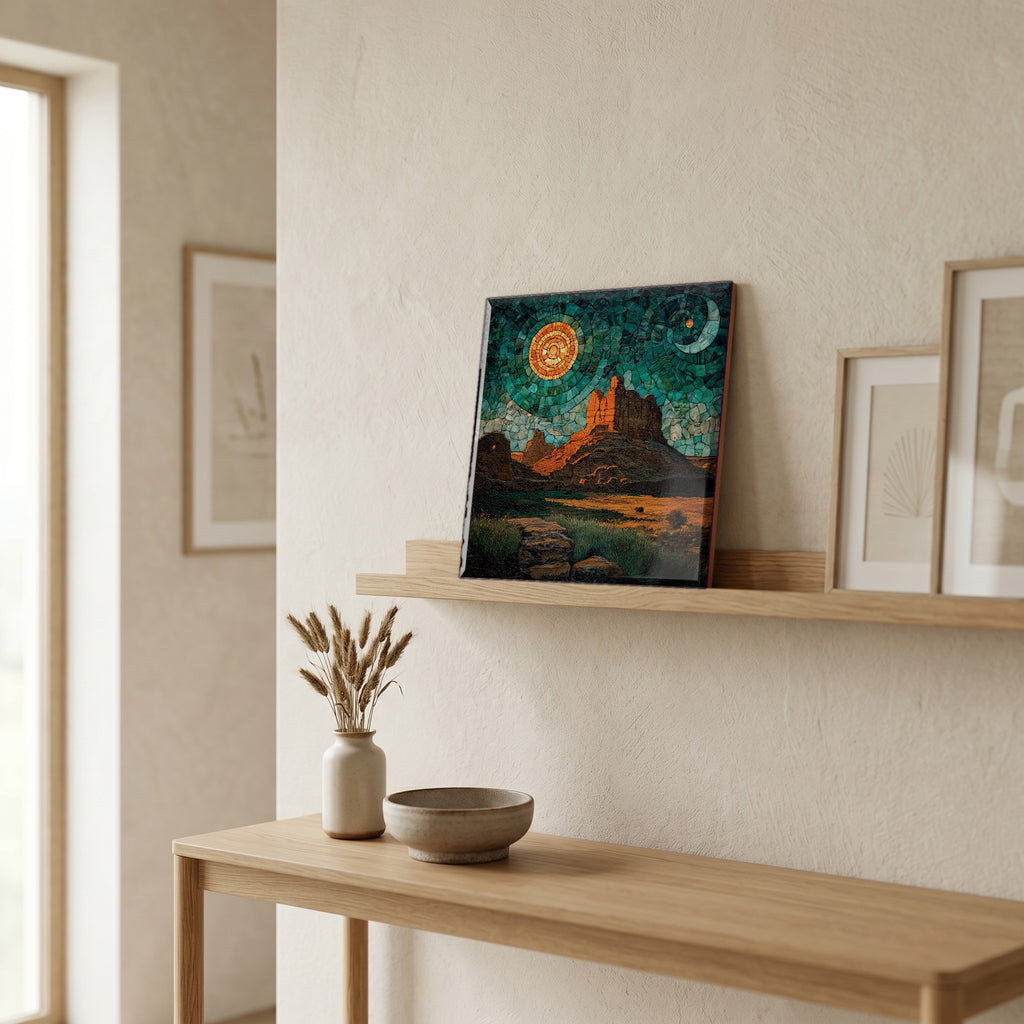 In the entryway, first thing you see.