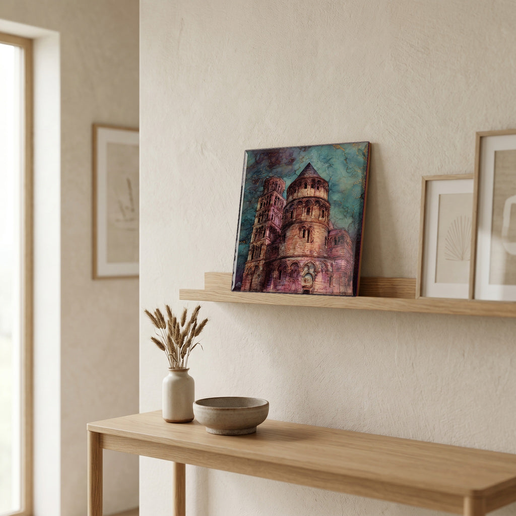 On a picture ledge, where the light comes in.