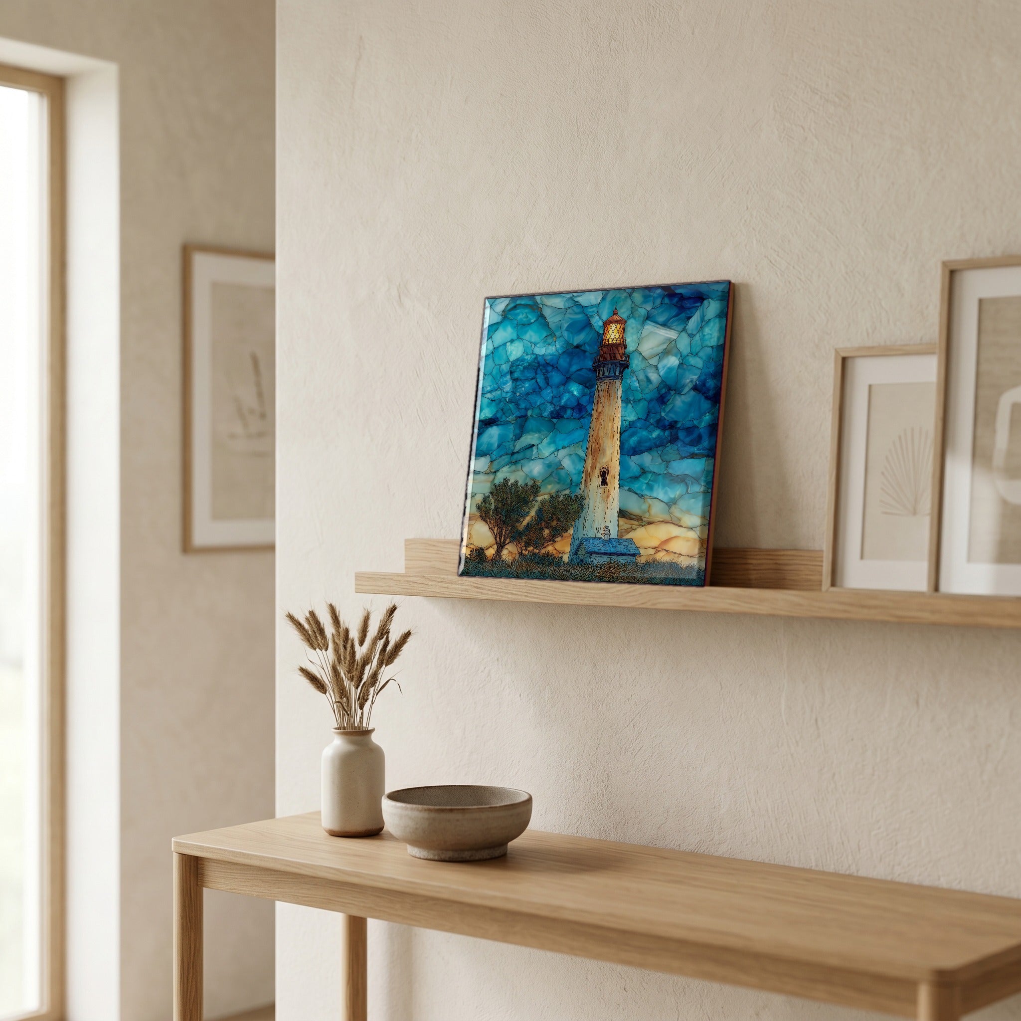 In the entryway, first thing you see.