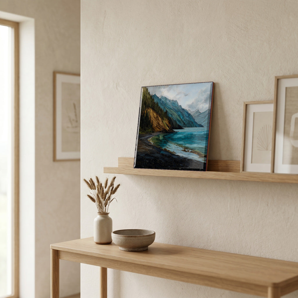 In the entryway, first thing you see.