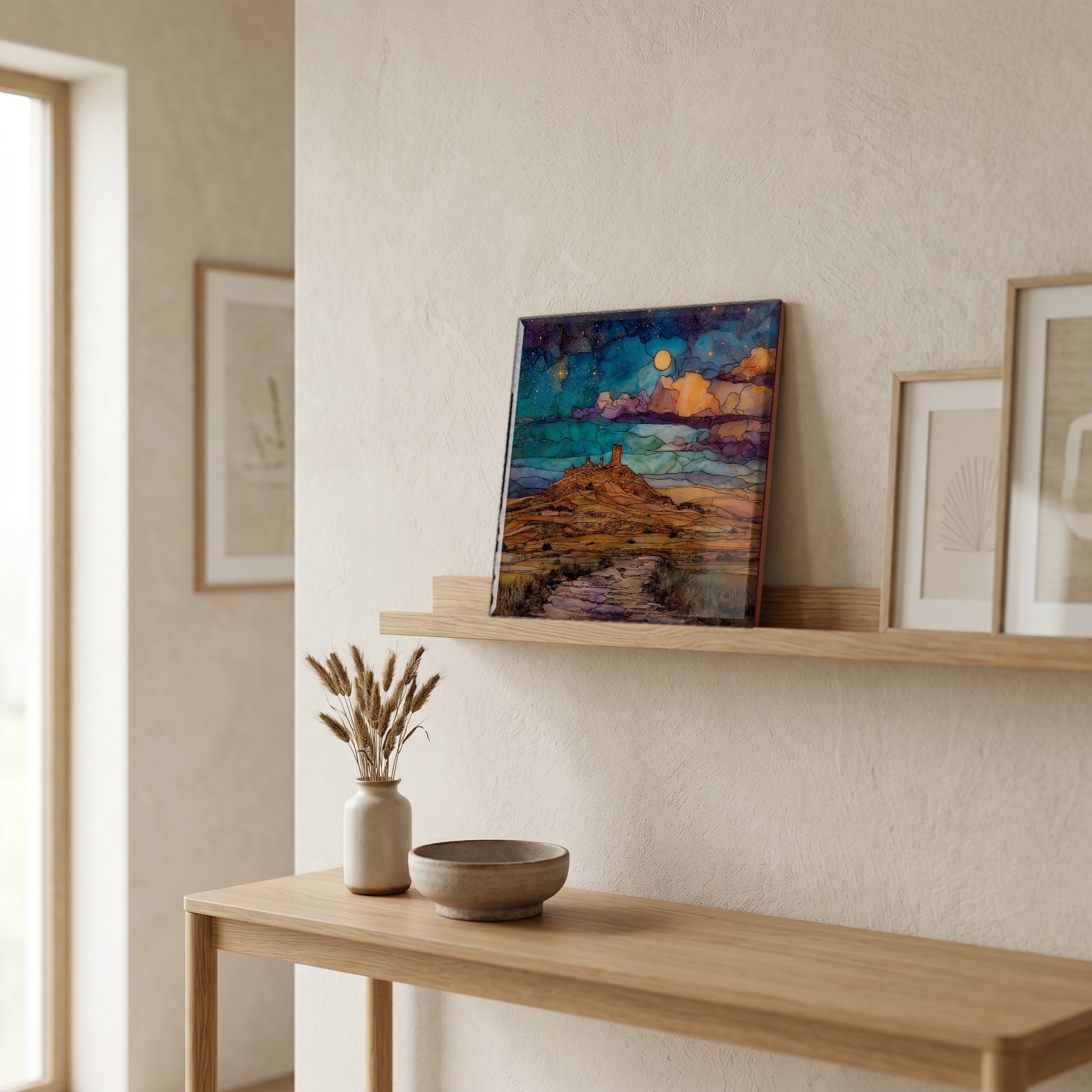 In the entryway, first thing you see.