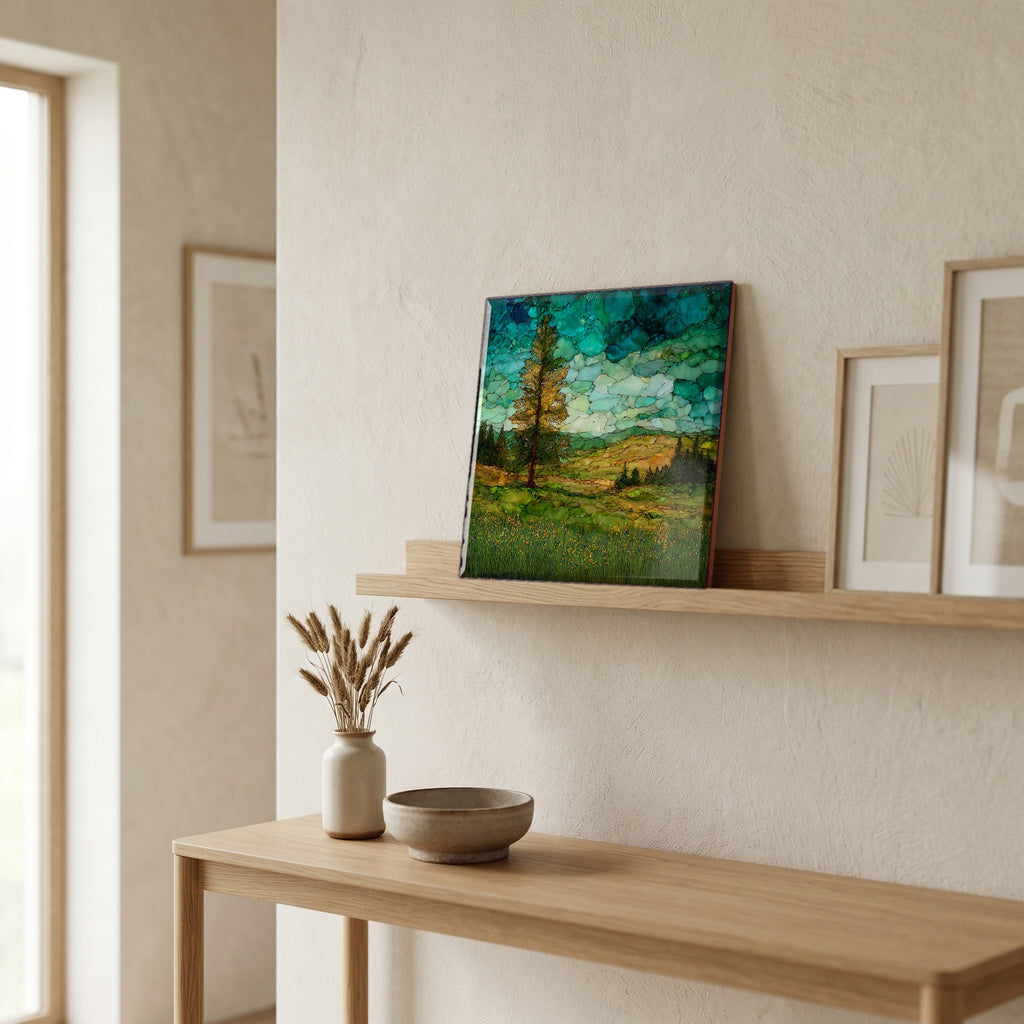 In the entryway, first thing you see.