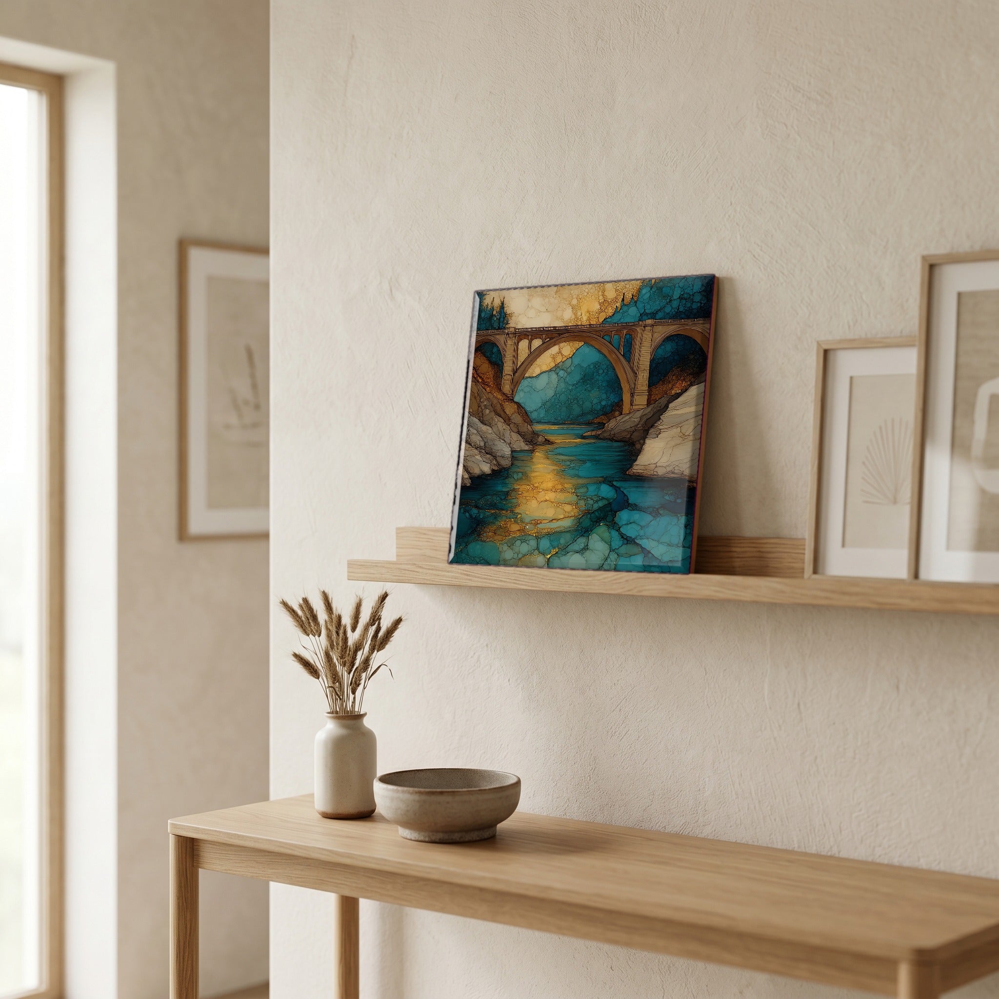 In the entryway, first thing you see.