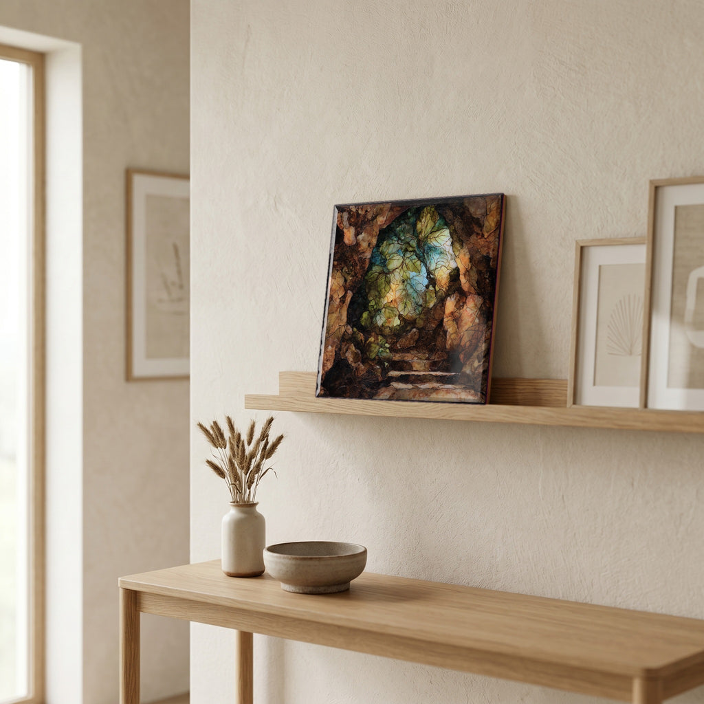 In the entryway, first thing you see.