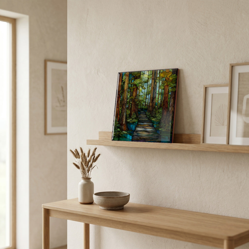 In the entryway, first thing you see.