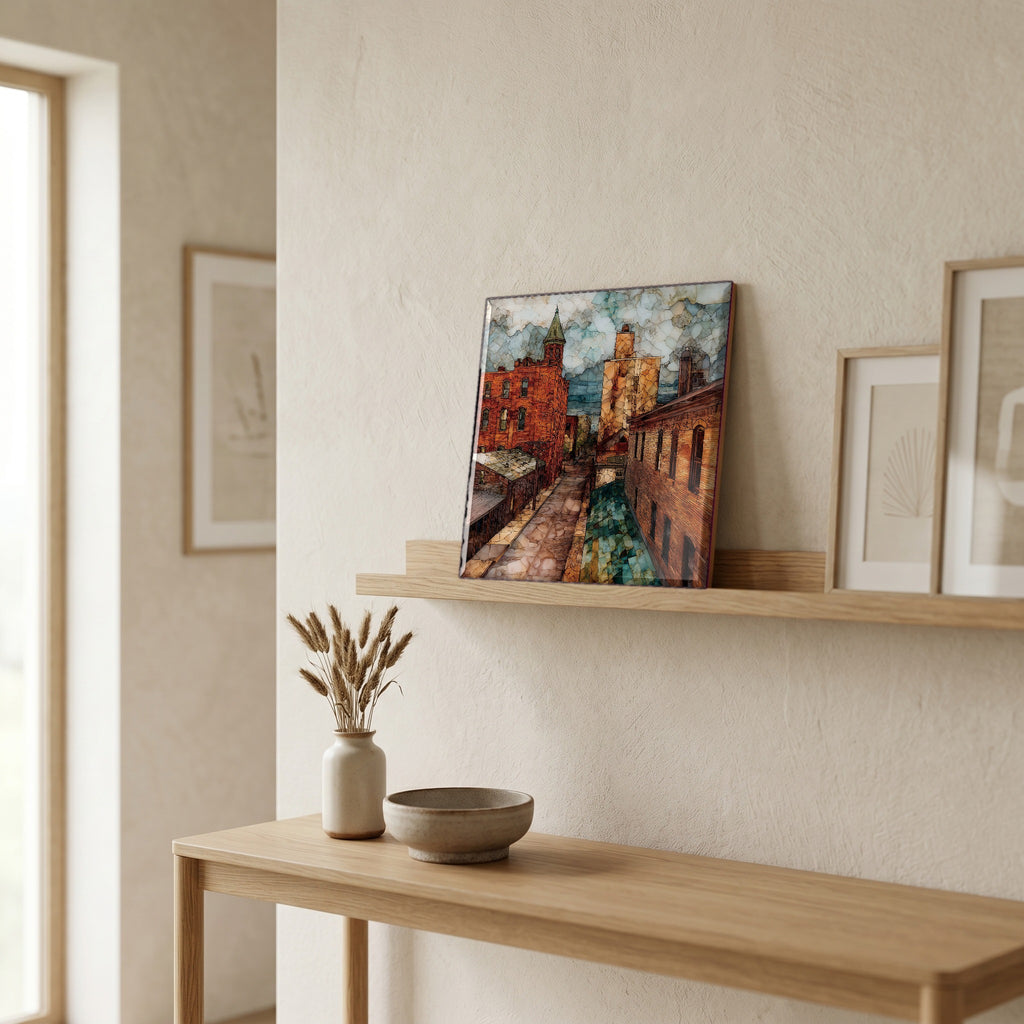 In the entryway, first thing you see.