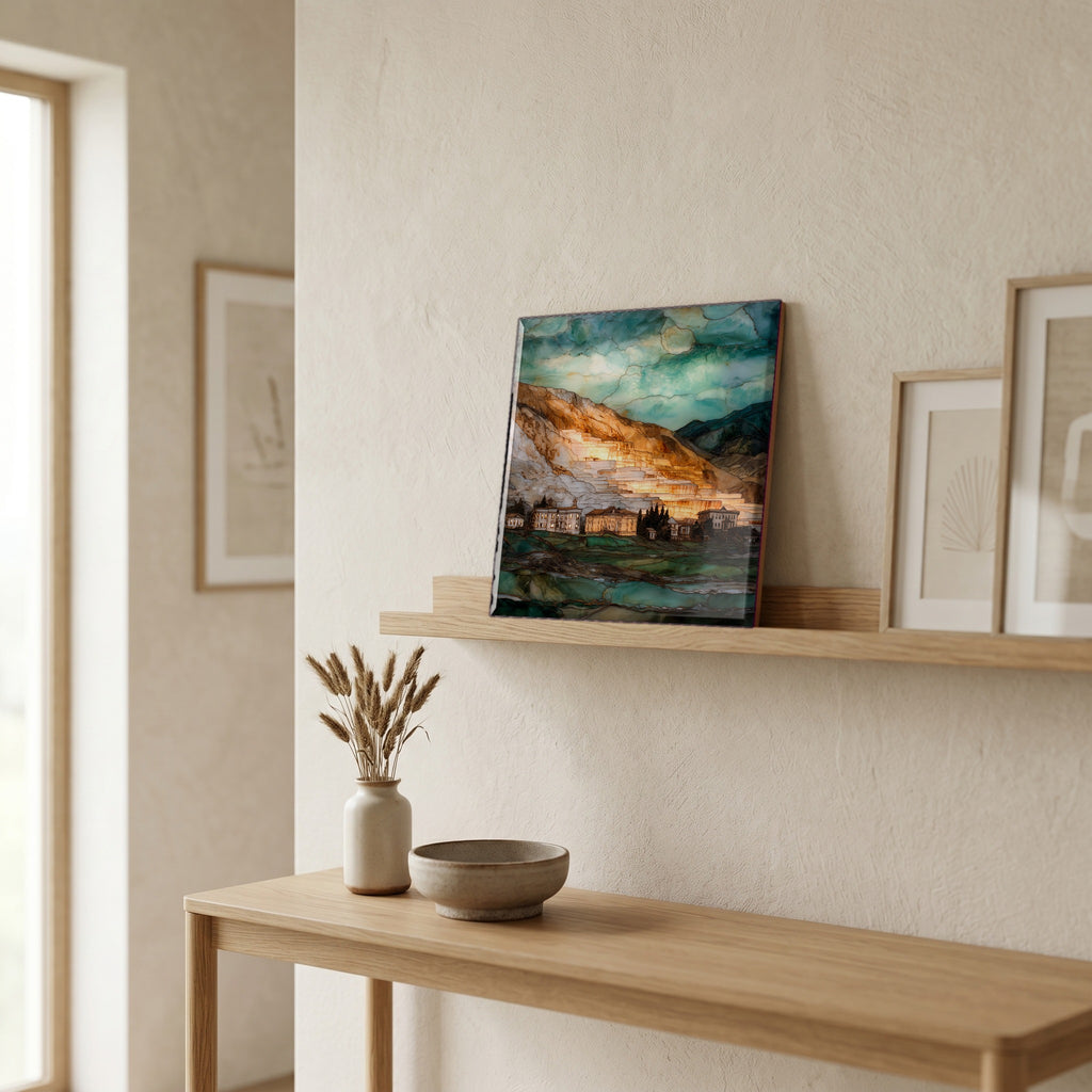 In the entryway, first thing you see.