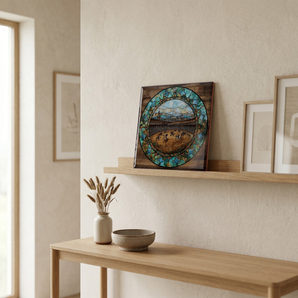 In the entryway, first thing you see.