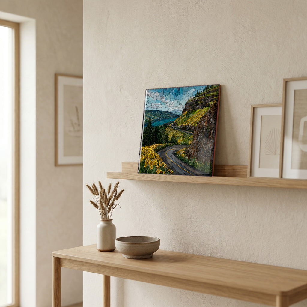 In the entryway, first thing you see.
