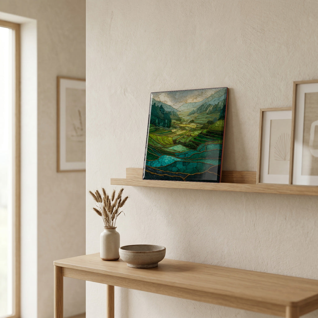In the entryway, first thing you see.