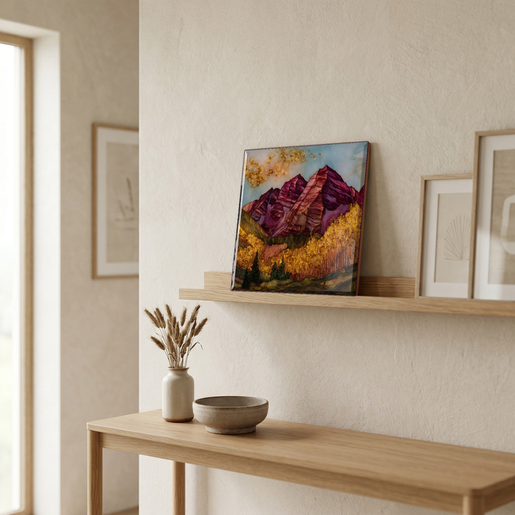 On a picture ledge, where the light comes in.