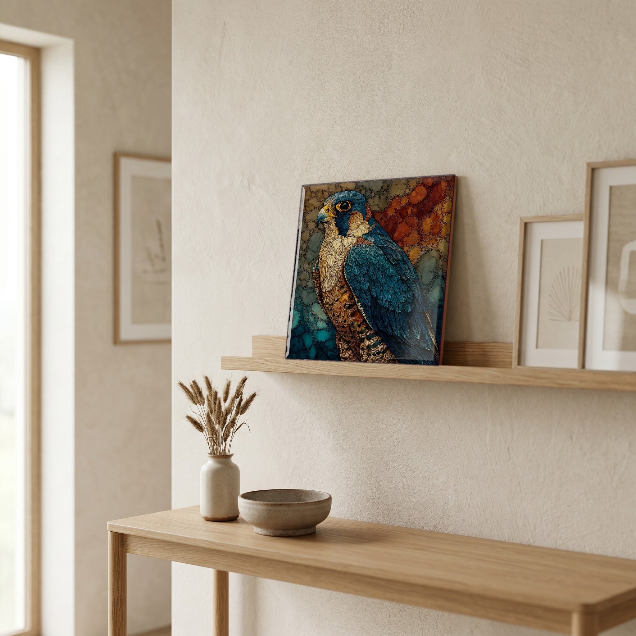 In the entryway, first thing you see.