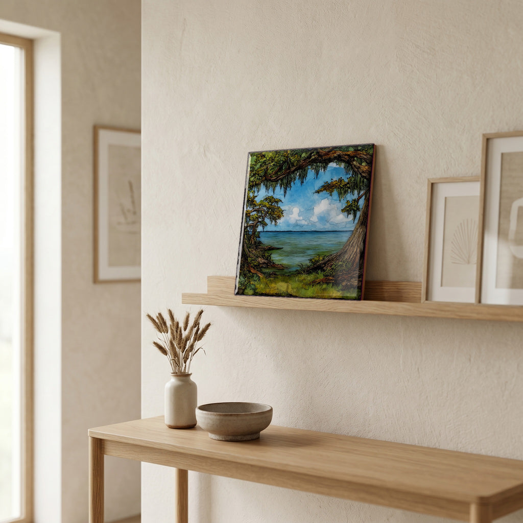 In the entryway, first thing you see.
