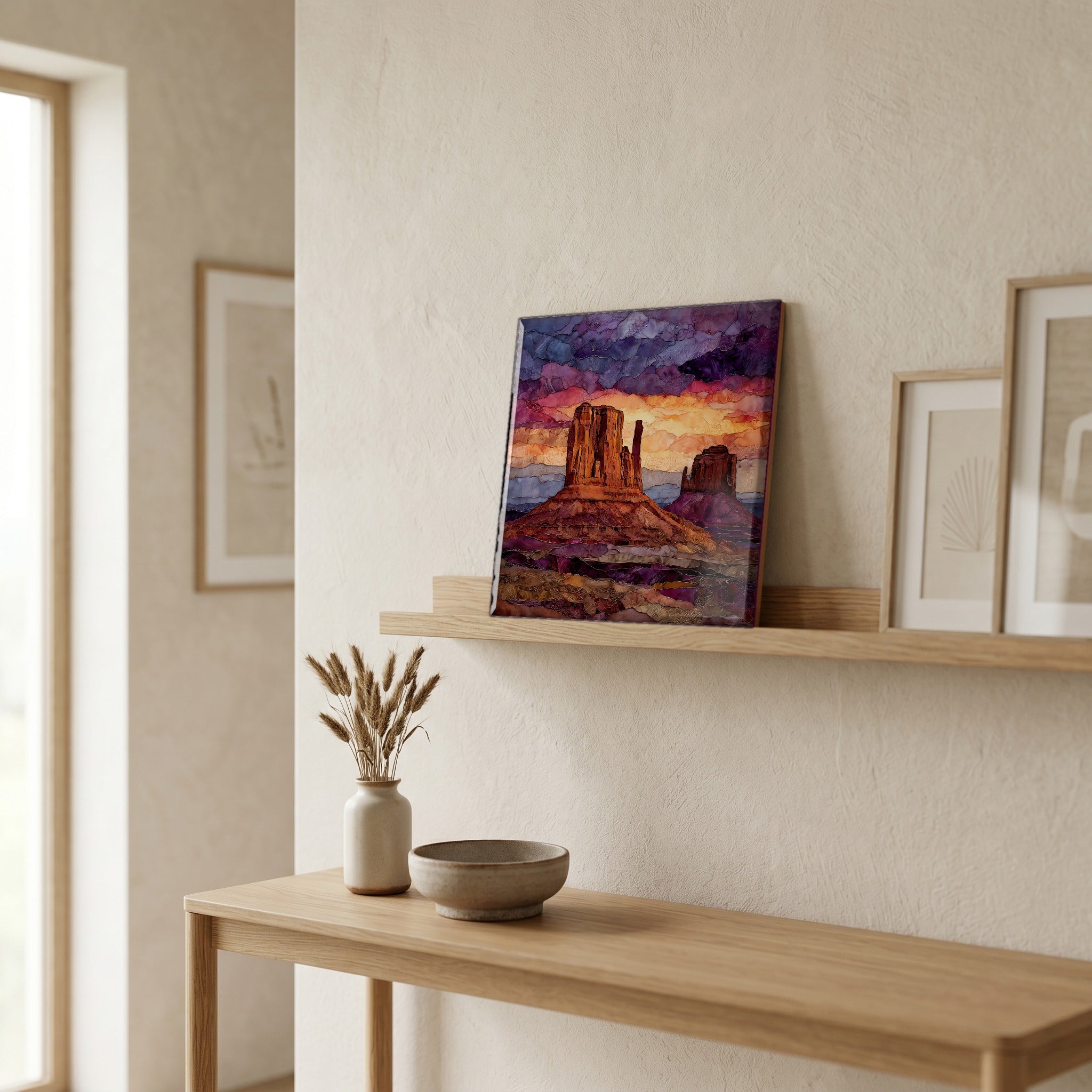 In the entryway, first thing you see.