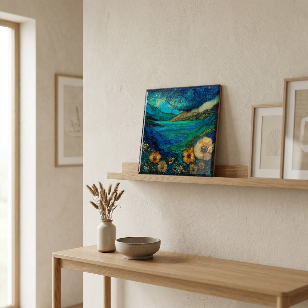 In the entryway, first thing you see.