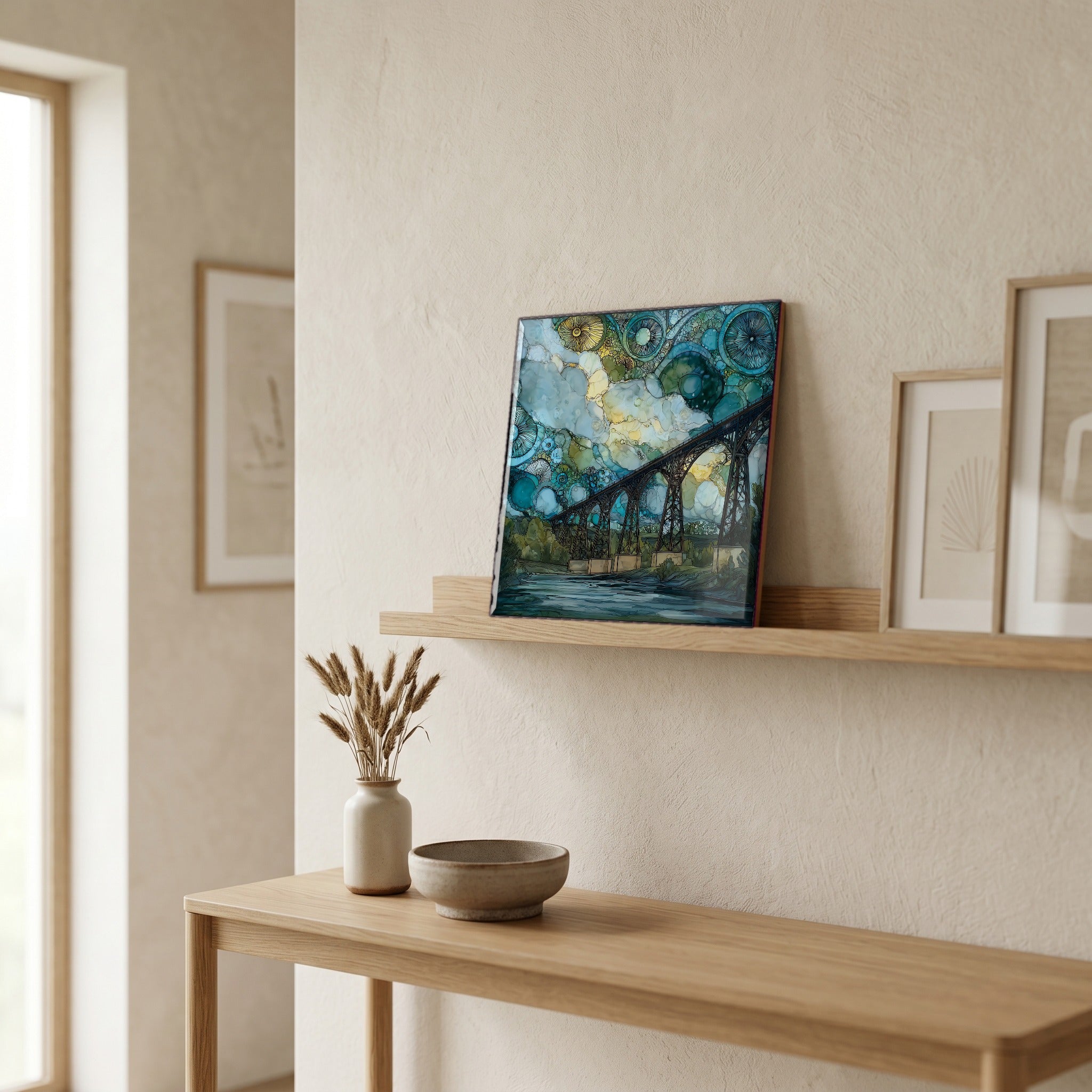 In the entryway, first thing you see.