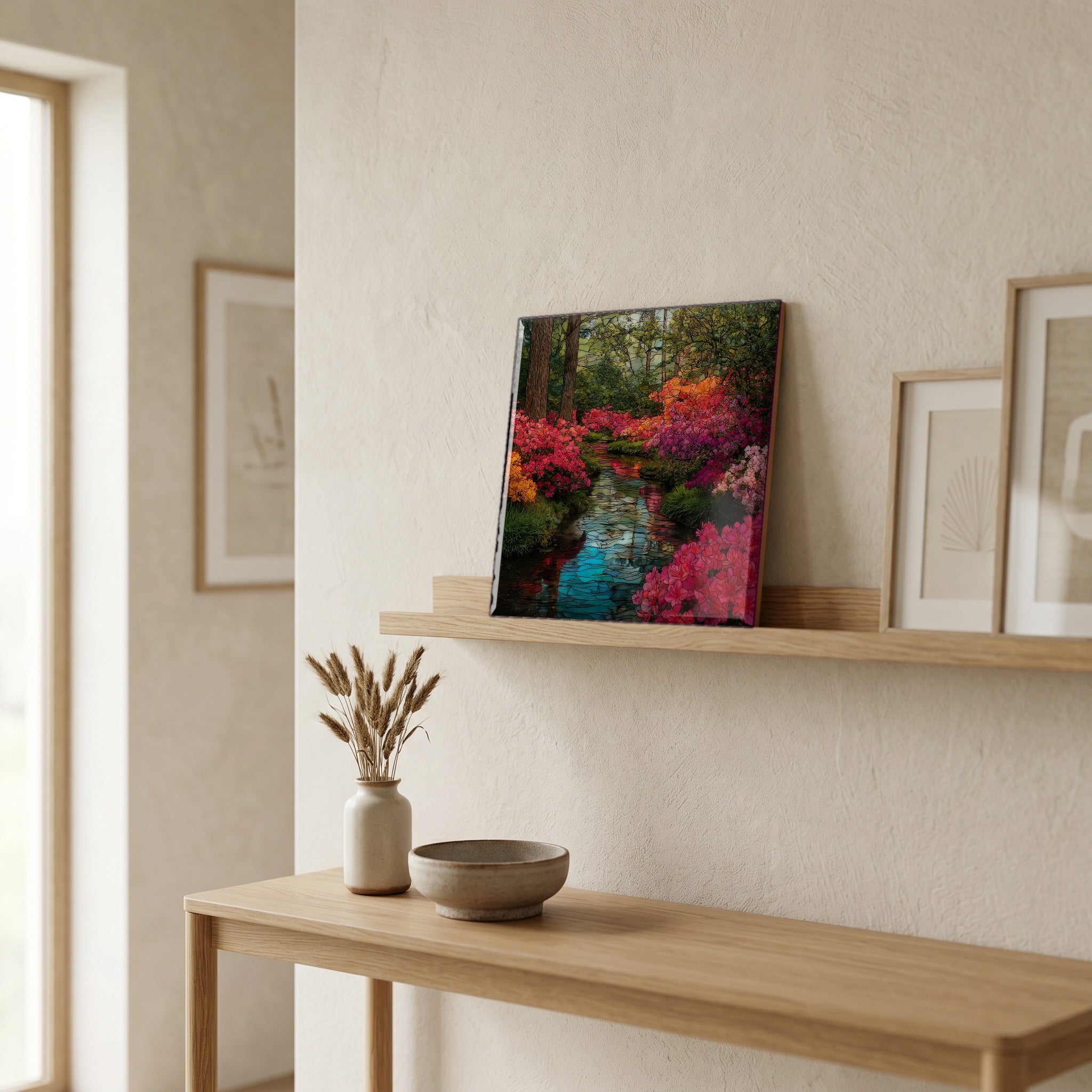 In the entryway, first thing you see.