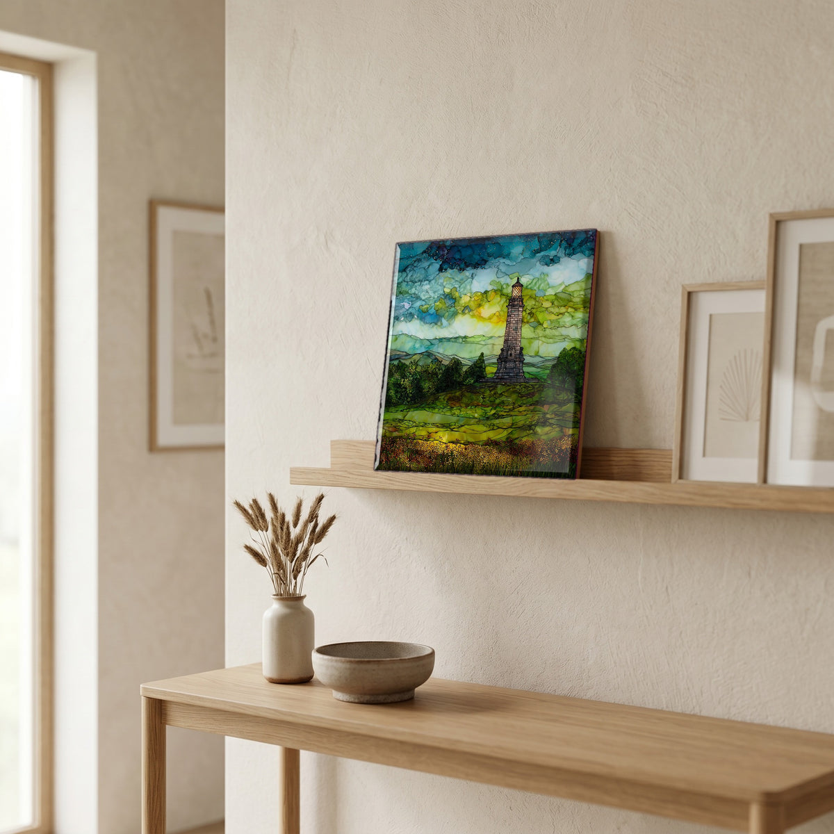 In the entryway, first thing you see.