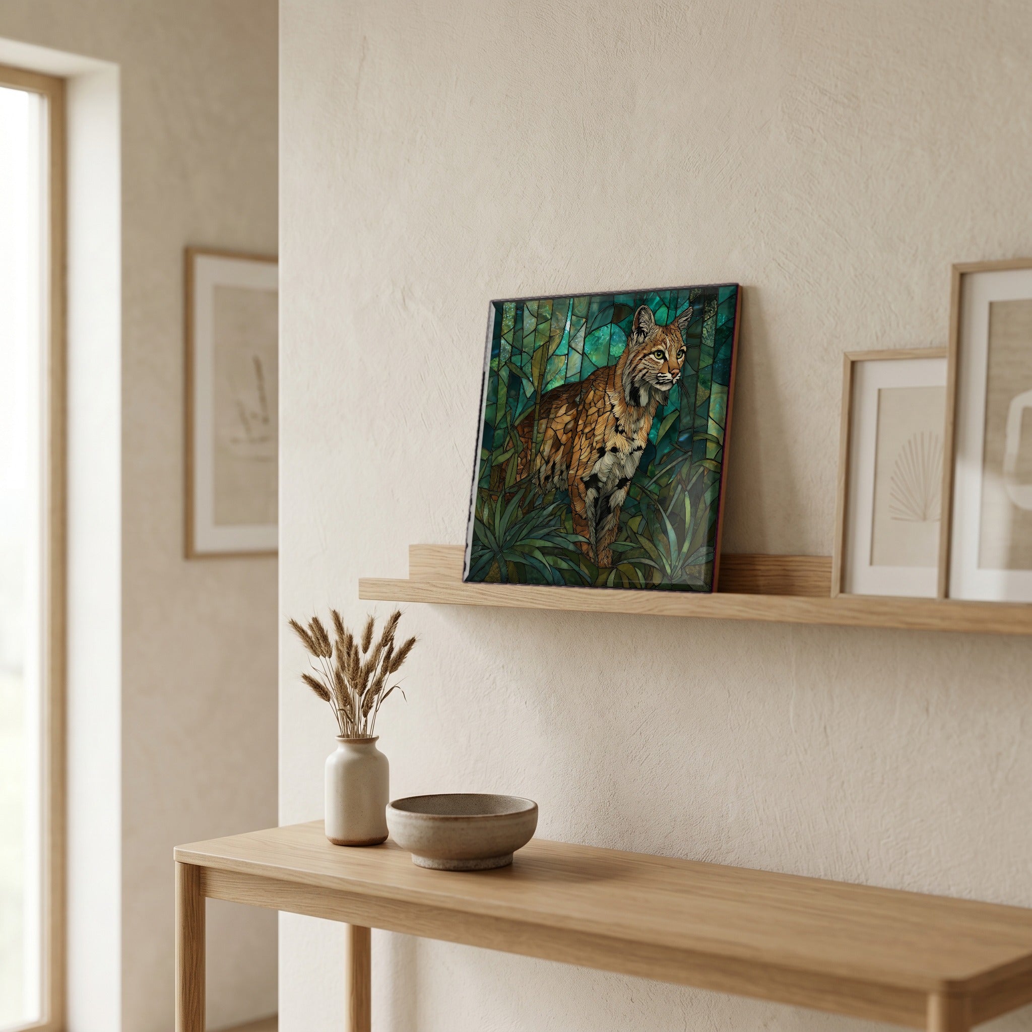 In the entryway, first thing you see.