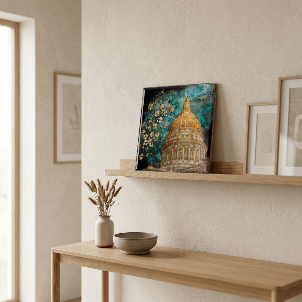 In the entryway, first thing you see.