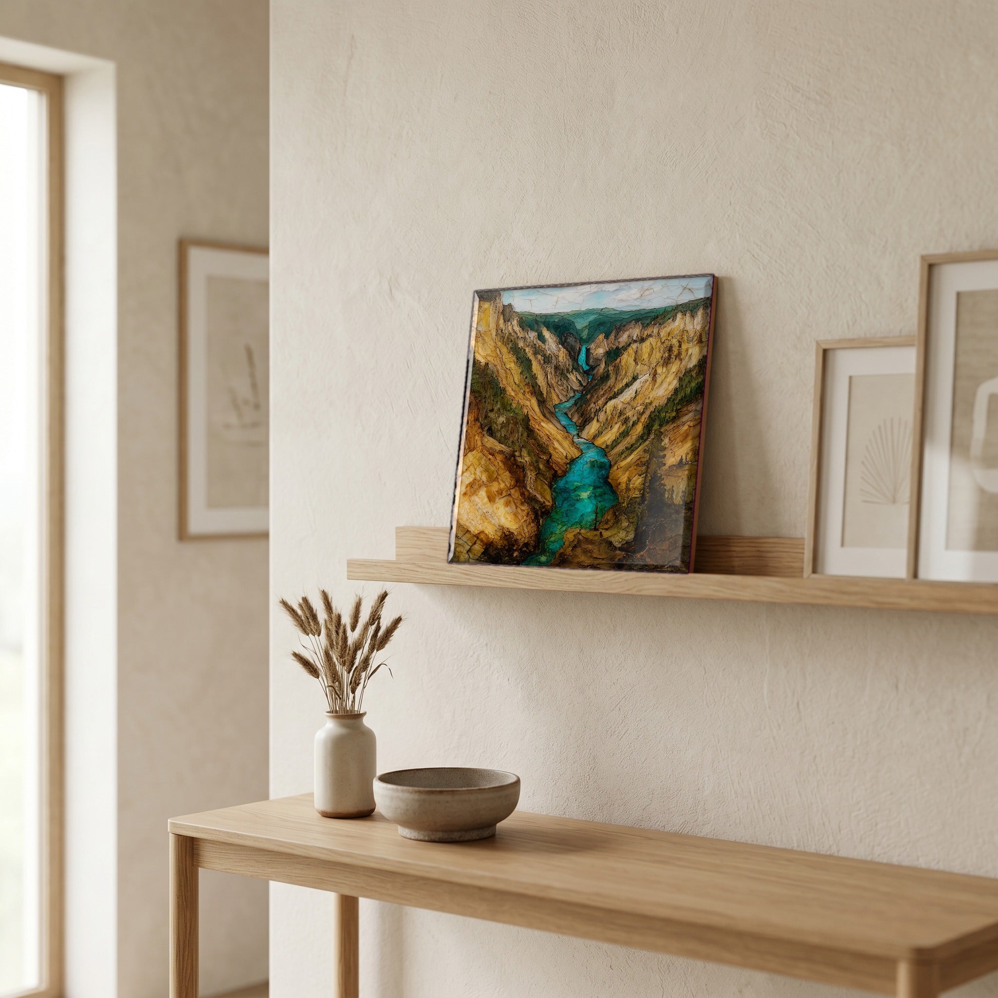 In the entryway, first thing you see.
